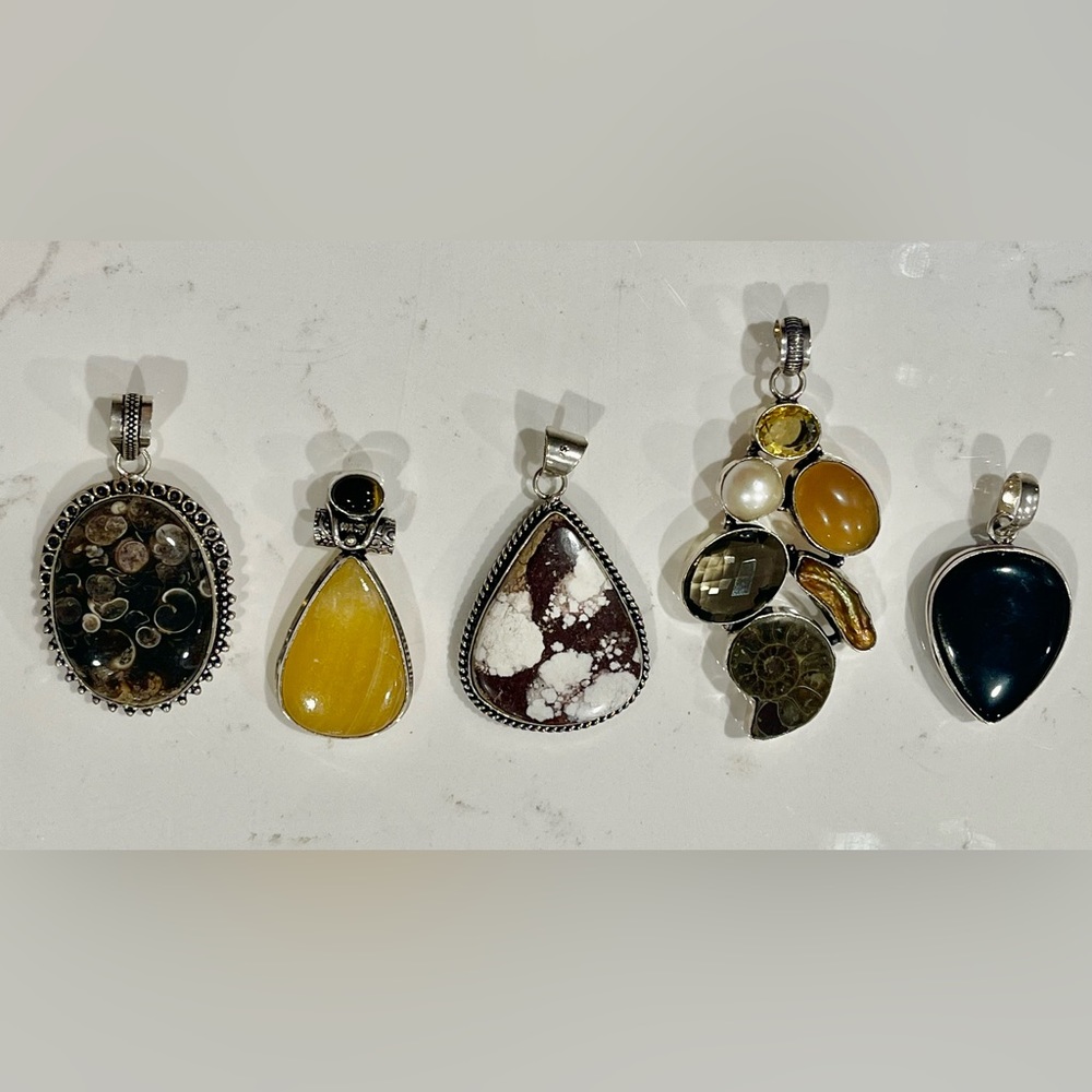 JEWELRY PURGE! Earth-tone Pendant Bundle!! 5 pendants 925! Never worn!